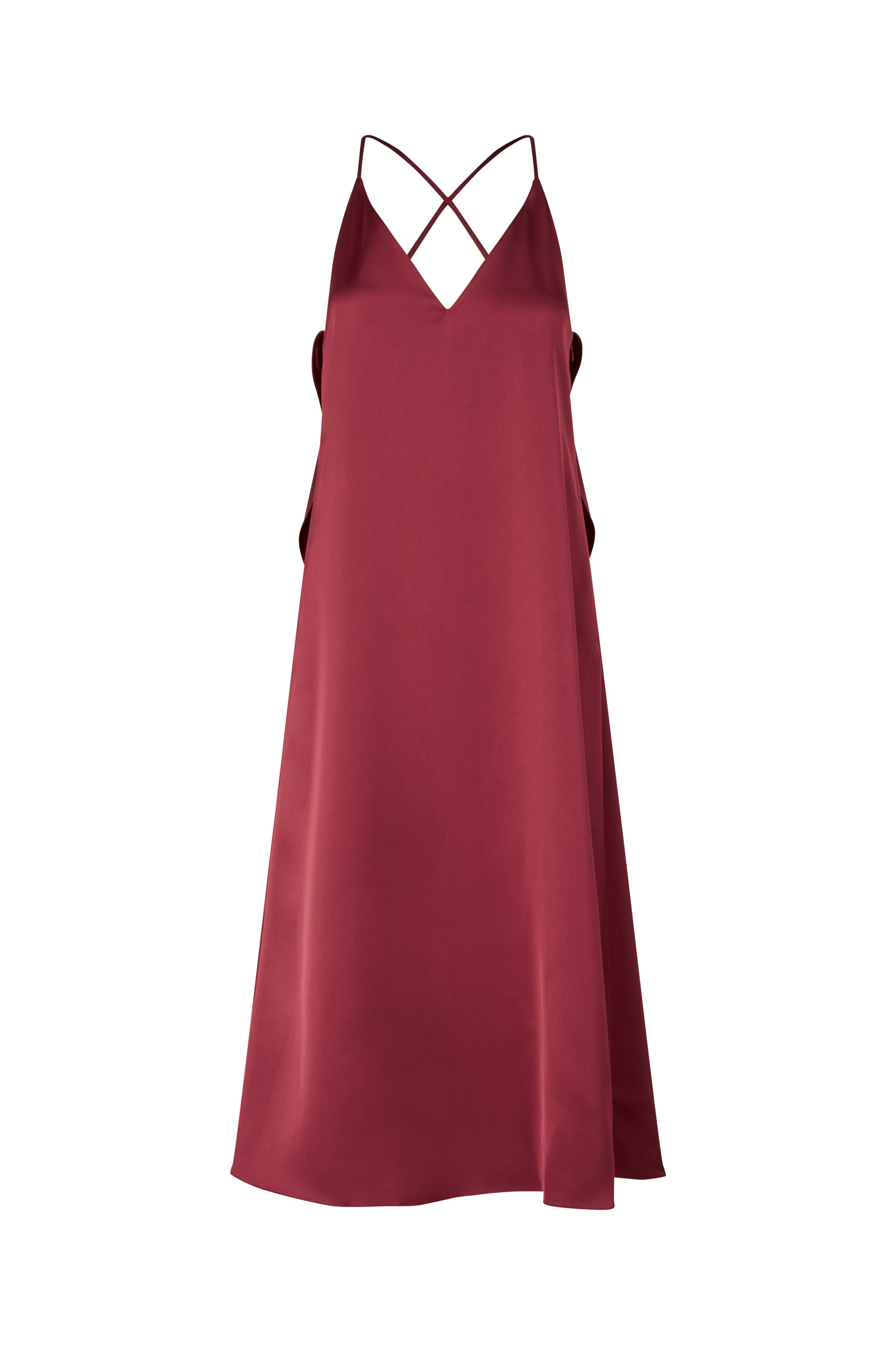 Lavina midi satinkjole - Rasberry